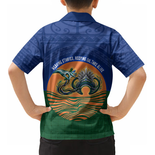 Torres Strait Islanders Day Traditional Dhari Headdress Kid Hawaiian Shirt Indigenous Australian Tribal Weaving Pattern Culture