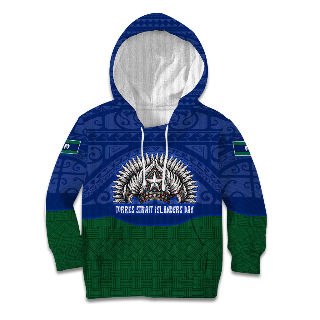 Torres Strait Islanders Day Traditional Dhari Headdress Kid Hoodie Indigenous Australian Tribal Weaving Pattern Culture
