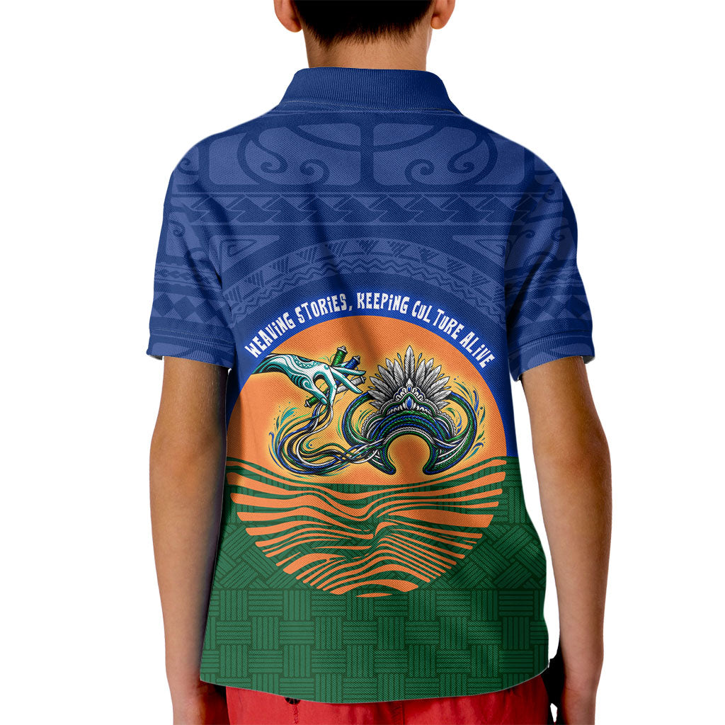 Torres Strait Islanders Day Traditional Dhari Headdress Kid Polo Shirt Indigenous Australian Tribal Weaving Pattern Culture