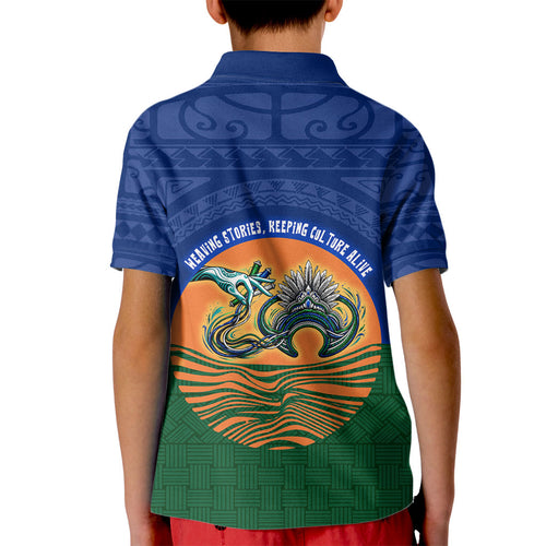 Torres Strait Islanders Day Traditional Dhari Headdress Kid Polo Shirt Indigenous Australian Tribal Weaving Pattern Culture