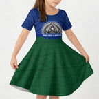 Torres Strait Islanders Day Traditional Dhari Headdress Kid Short Sleeve Dress Indigenous Australian Tribal Weaving Pattern Culture