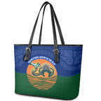 Torres Strait Islanders Day Traditional Dhari Headdress Leather Tote Bag Indigenous Australian Tribal Weaving Pattern Culture