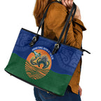 Torres Strait Islanders Day Traditional Dhari Headdress Leather Tote Bag Indigenous Australian Tribal Weaving Pattern Culture