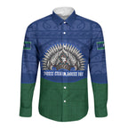 Torres Strait Islanders Day Traditional Dhari Headdress Long Sleeve Button Shirt Indigenous Australian Tribal Weaving Pattern Culture