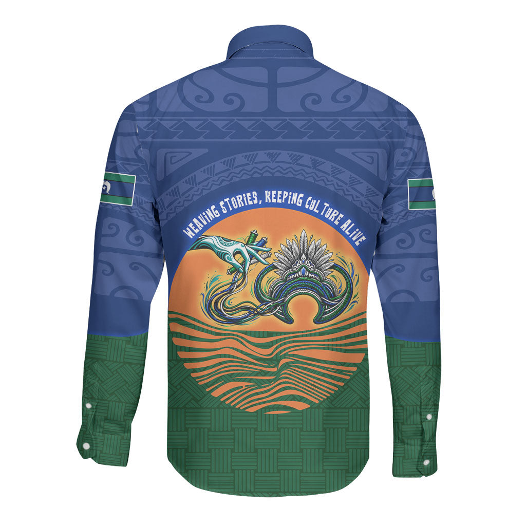Torres Strait Islanders Day Traditional Dhari Headdress Long Sleeve Button Shirt Indigenous Australian Tribal Weaving Pattern Culture