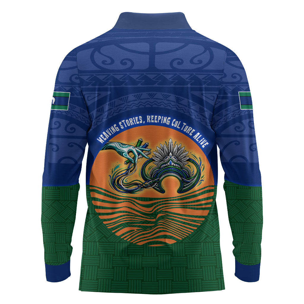 Torres Strait Islanders Day Traditional Dhari Headdress Long Sleeve Polo Shirt Indigenous Australian Tribal Weaving Pattern Culture