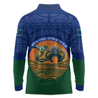 Torres Strait Islanders Day Traditional Dhari Headdress Long Sleeve Polo Shirt Indigenous Australian Tribal Weaving Pattern Culture