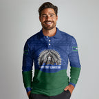 Torres Strait Islanders Day Traditional Dhari Headdress Long Sleeve Polo Shirt Indigenous Australian Tribal Weaving Pattern Culture