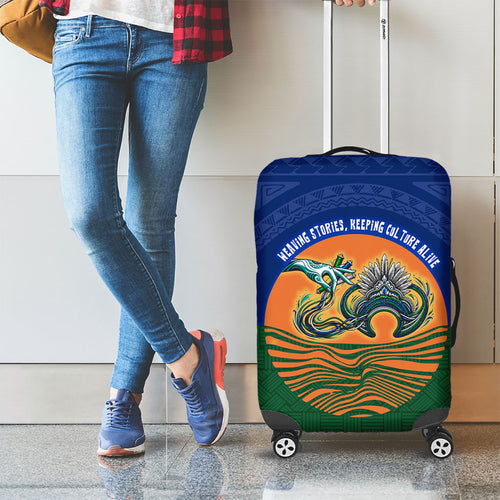 Torres Strait Islanders Day Traditional Dhari Headdress Luggage Cover Indigenous Australian Tribal Weaving Pattern Culture