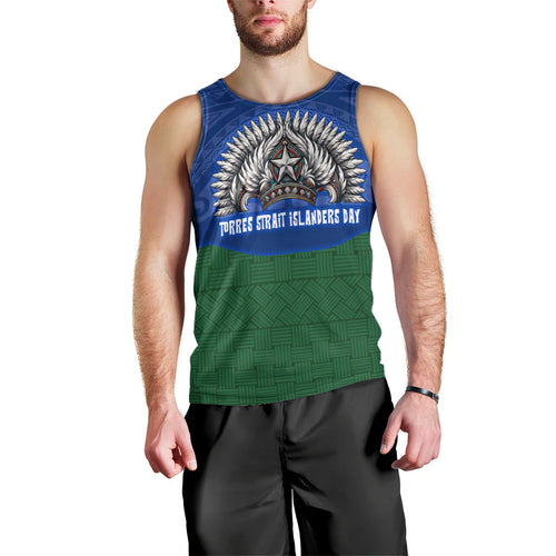 Torres Strait Islanders Day Traditional Dhari Headdress Men Tank Top Indigenous Australian Tribal Weaving Pattern Culture