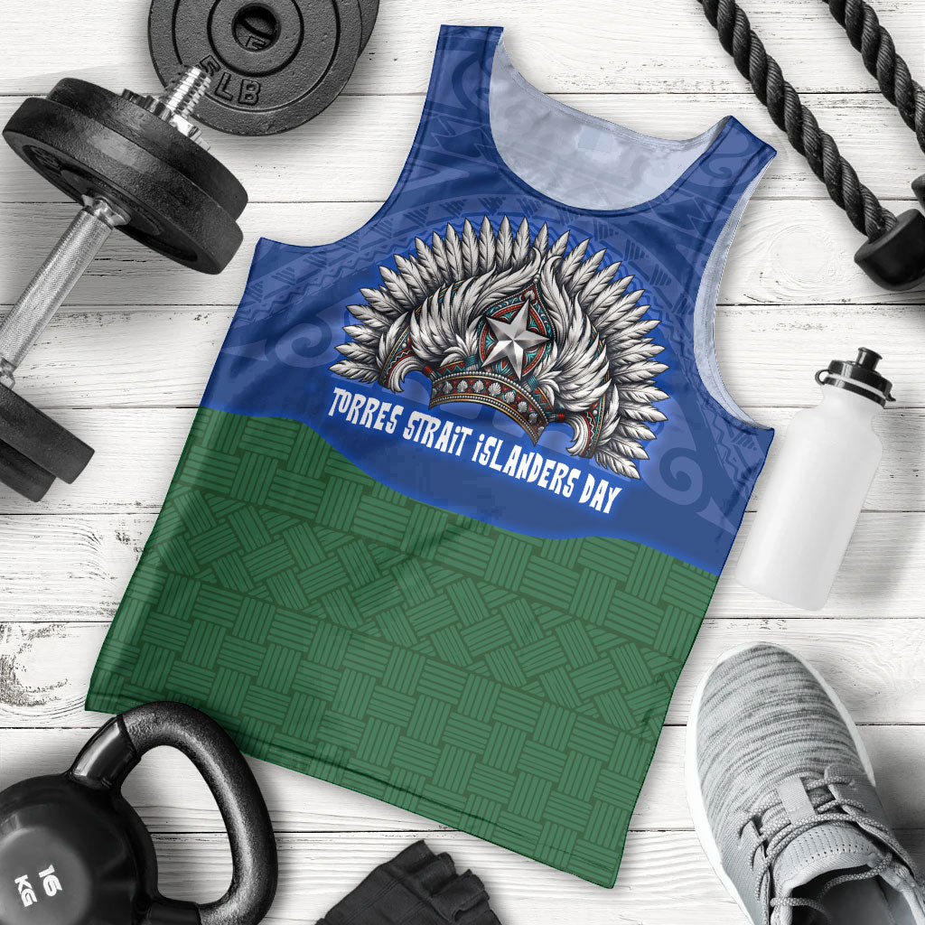 Torres Strait Islanders Day Traditional Dhari Headdress Men Tank Top Indigenous Australian Tribal Weaving Pattern Culture