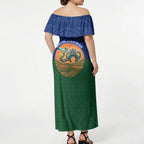 Torres Strait Islanders Day Traditional Dhari Headdress Off Shoulder Maxi Dress Indigenous Australian Tribal Weaving Pattern Culture