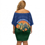 Torres Strait Islanders Day Traditional Dhari Headdress Off Shoulder Short Dress Indigenous Australian Tribal Weaving Pattern Culture