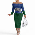 Torres Strait Islanders Day Traditional Dhari Headdress Off The Shoulder Long Sleeve Dress Indigenous Australian Tribal Weaving Pattern Culture