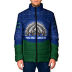 Torres Strait Islanders Day Traditional Dhari Headdress Padded Jacket Indigenous Australian Tribal Weaving Pattern Culture