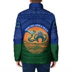 Torres Strait Islanders Day Traditional Dhari Headdress Padded Jacket Indigenous Australian Tribal Weaving Pattern Culture