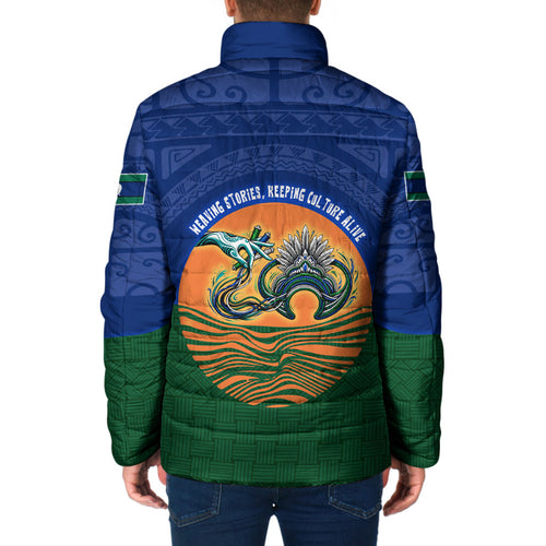 Torres Strait Islanders Day Traditional Dhari Headdress Padded Jacket Indigenous Australian Tribal Weaving Pattern Culture