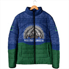 Torres Strait Islanders Day Traditional Dhari Headdress Padded Jacket Indigenous Australian Tribal Weaving Pattern Culture