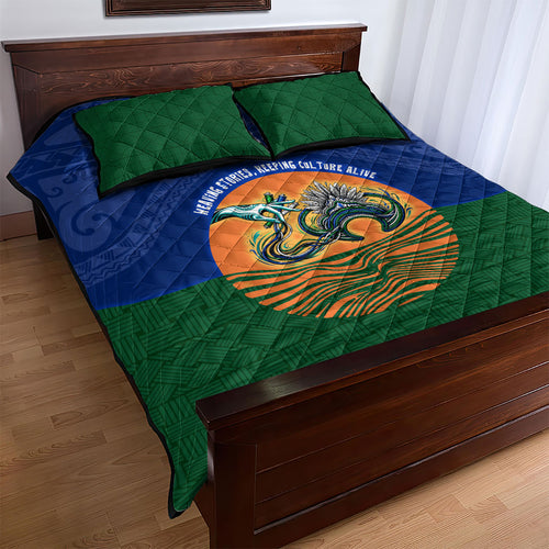 Torres Strait Islanders Day Traditional Dhari Headdress Quilt Bed Set Indigenous Australian Tribal Weaving Pattern Culture