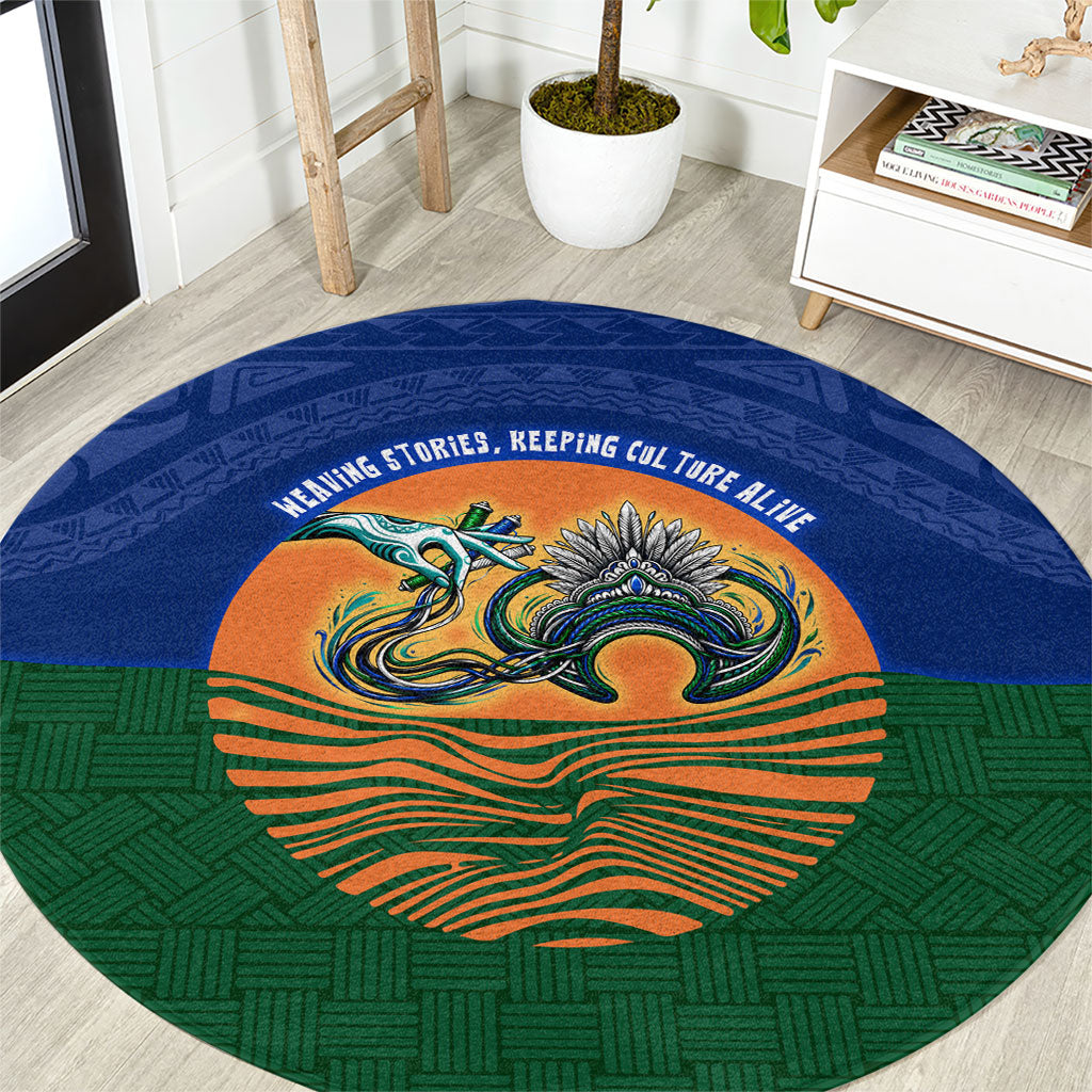 Torres Strait Islanders Day Traditional Dhari Headdress Round Carpet Indigenous Australian Tribal Weaving Pattern Culture