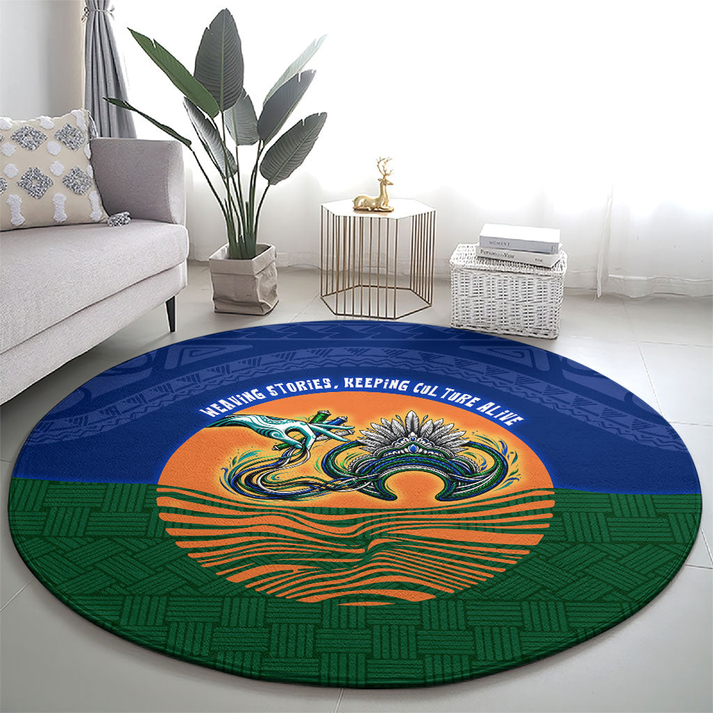 Torres Strait Islanders Day Traditional Dhari Headdress Round Carpet Indigenous Australian Tribal Weaving Pattern Culture
