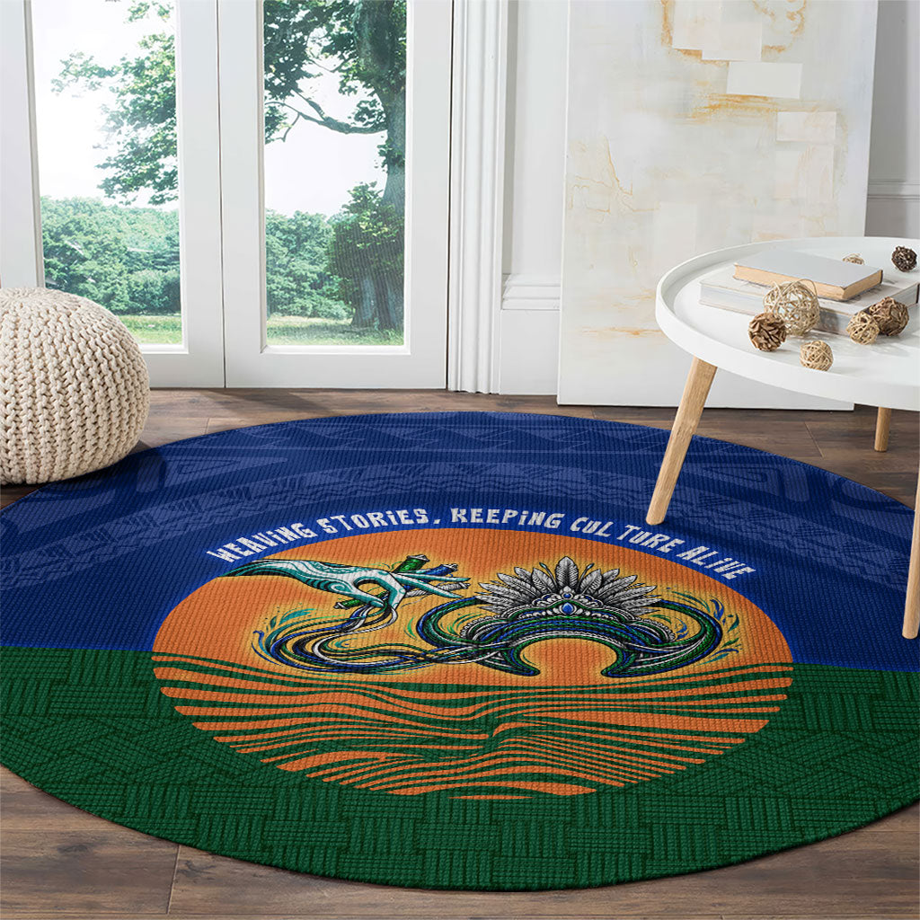 Torres Strait Islanders Day Traditional Dhari Headdress Round Carpet Indigenous Australian Tribal Weaving Pattern Culture