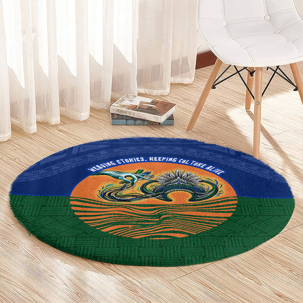 Torres Strait Islanders Day Traditional Dhari Headdress Round Carpet Indigenous Australian Tribal Weaving Pattern Culture
