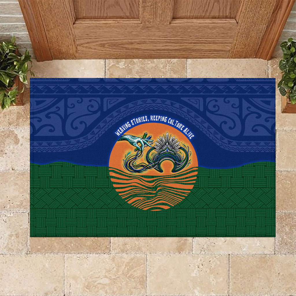 Torres Strait Islanders Day Traditional Dhari Headdress Rubber Doormat Indigenous Australian Tribal Weaving Pattern Culture