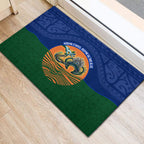 Torres Strait Islanders Day Traditional Dhari Headdress Rubber Doormat Indigenous Australian Tribal Weaving Pattern Culture