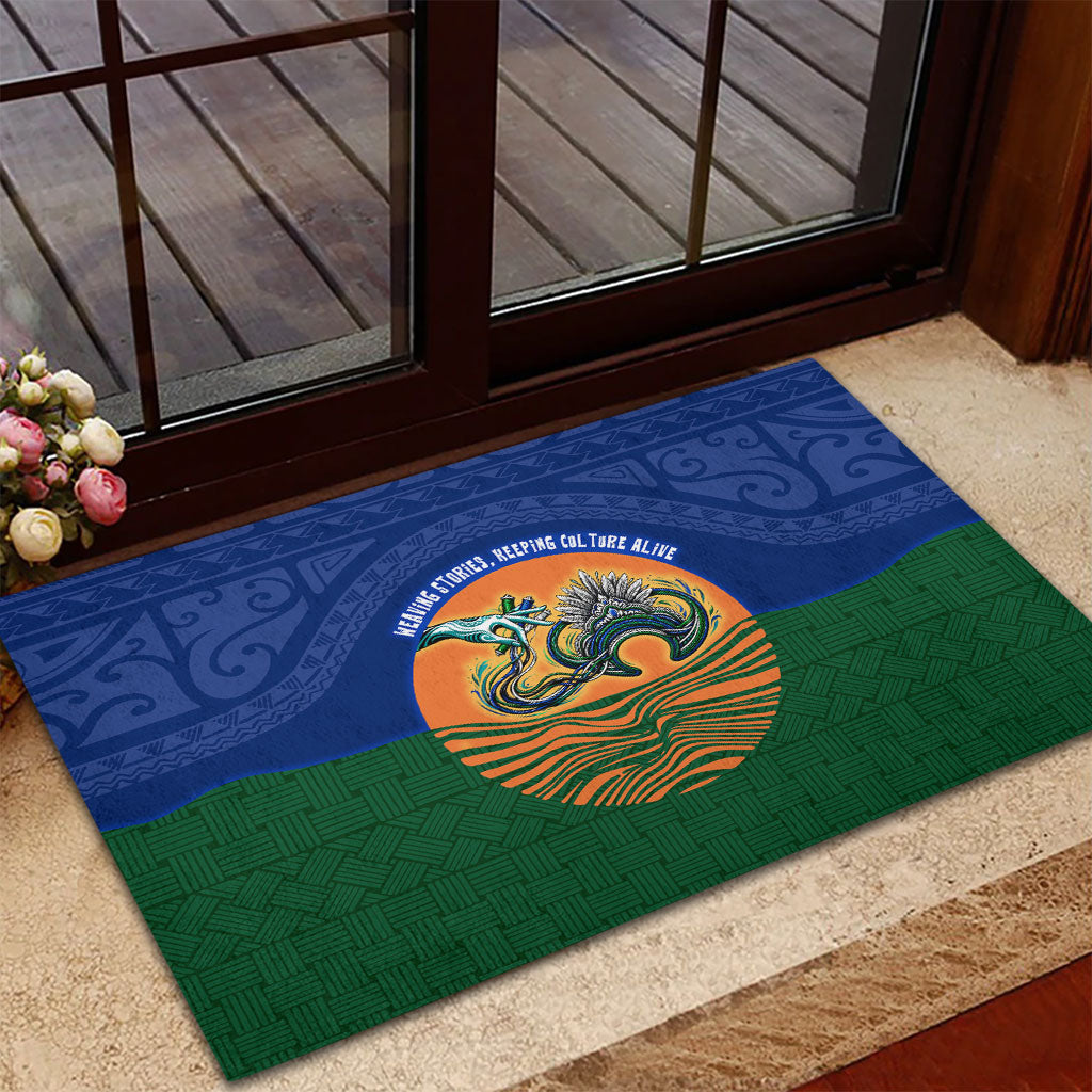 Torres Strait Islanders Day Traditional Dhari Headdress Rubber Doormat Indigenous Australian Tribal Weaving Pattern Culture