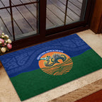 Torres Strait Islanders Day Traditional Dhari Headdress Rubber Doormat Indigenous Australian Tribal Weaving Pattern Culture