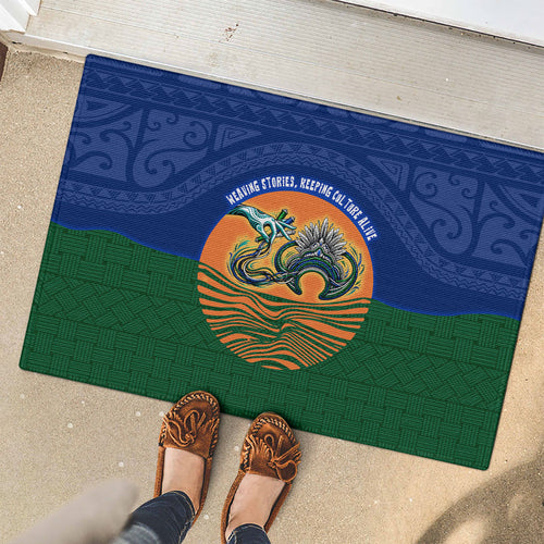 Torres Strait Islanders Day Traditional Dhari Headdress Rubber Doormat Indigenous Australian Tribal Weaving Pattern Culture