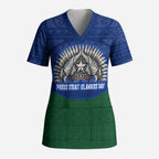 Torres Strait Islanders Day Traditional Dhari Headdress Scrub Top Indigenous Australian Tribal Weaving Pattern Culture