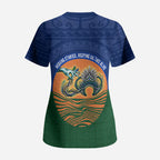 Torres Strait Islanders Day Traditional Dhari Headdress Scrub Top Indigenous Australian Tribal Weaving Pattern Culture