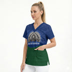 Torres Strait Islanders Day Traditional Dhari Headdress Scrub Top Indigenous Australian Tribal Weaving Pattern Culture