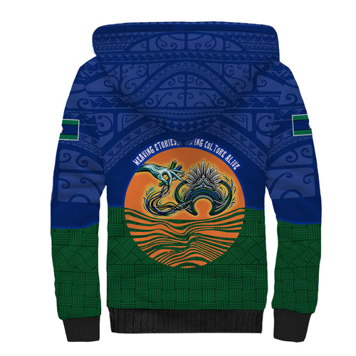 Torres Strait Islanders Day Traditional Dhari Headdress Sherpa Hoodie Indigenous Australian Tribal Weaving Pattern Culture