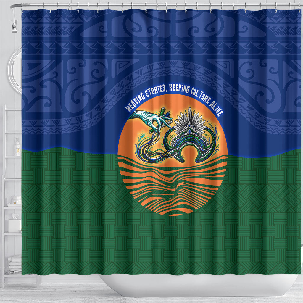 Torres Strait Islanders Day Traditional Dhari Headdress Shower Curtain Indigenous Australian Tribal Weaving Pattern Culture