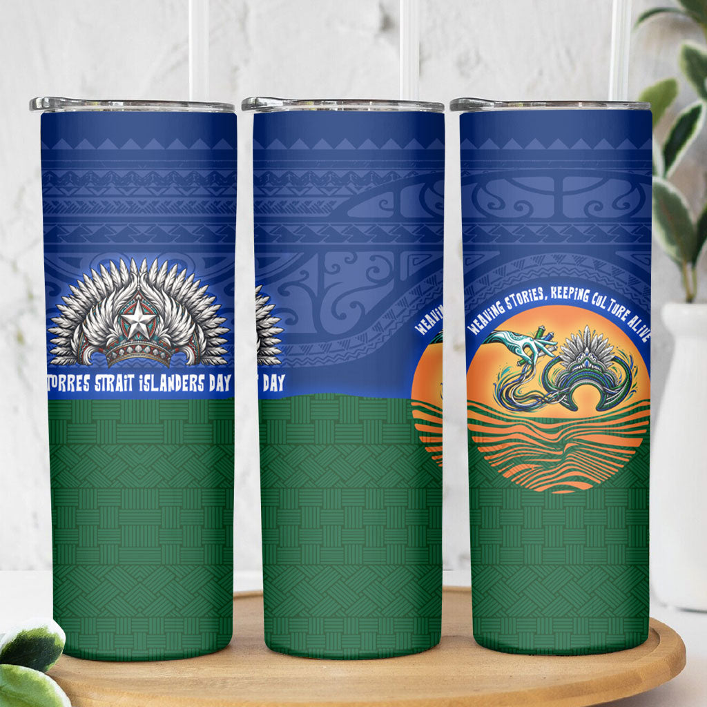 Torres Strait Islanders Day Traditional Dhari Headdress Skinny Tumbler Indigenous Australian Tribal Weaving Pattern Culture