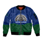Torres Strait Islanders Day Traditional Dhari Headdress Sleeve Zip Bomber Jacket Indigenous Australian Tribal Weaving Pattern Culture