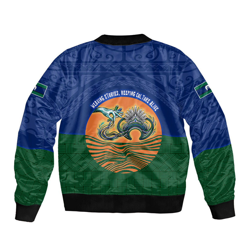 Torres Strait Islanders Day Traditional Dhari Headdress Sleeve Zip Bomber Jacket Indigenous Australian Tribal Weaving Pattern Culture