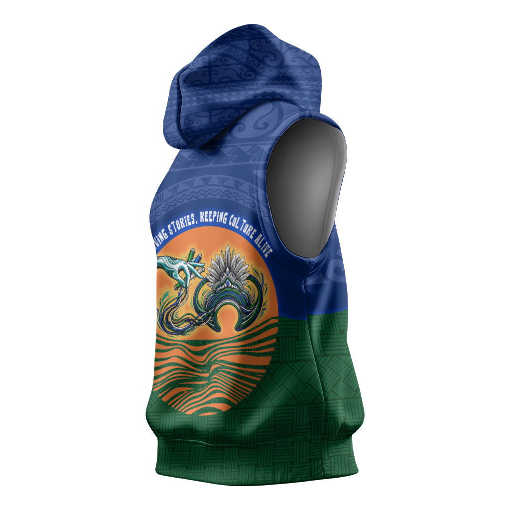 Torres Strait Islanders Day Traditional Dhari Headdress Sleeveless Hoodie Indigenous Australian Tribal Weaving Pattern Culture