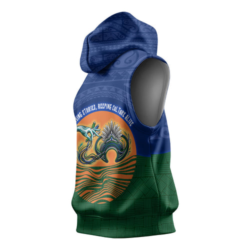 Torres Strait Islanders Day Traditional Dhari Headdress Sleeveless Hoodie Indigenous Australian Tribal Weaving Pattern Culture