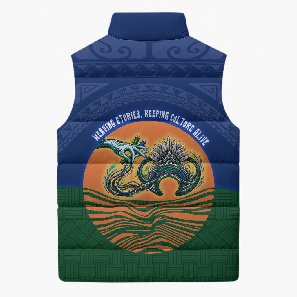 Torres Strait Islanders Day Traditional Dhari Headdress Sleeveless Puffer Jacket Indigenous Australian Tribal Weaving Pattern Culture