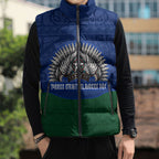 Torres Strait Islanders Day Traditional Dhari Headdress Sleeveless Puffer Jacket Indigenous Australian Tribal Weaving Pattern Culture