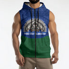 Torres Strait Islanders Day Traditional Dhari Headdress Sleeveless Zip Hoodie Indigenous Australian Tribal Weaving Pattern Culture