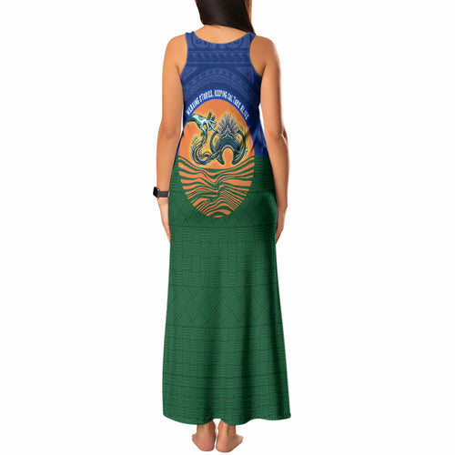 Torres Strait Islanders Day Traditional Dhari Headdress Tank Maxi Dress Indigenous Australian Tribal Weaving Pattern Culture
