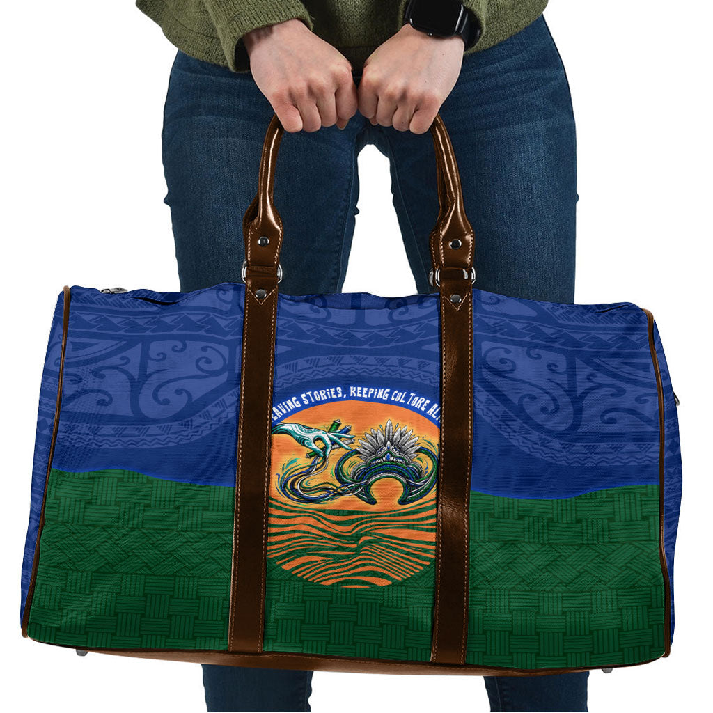 Torres Strait Islanders Day Traditional Dhari Headdress Travel Bag Indigenous Australian Tribal Weaving Pattern Culture