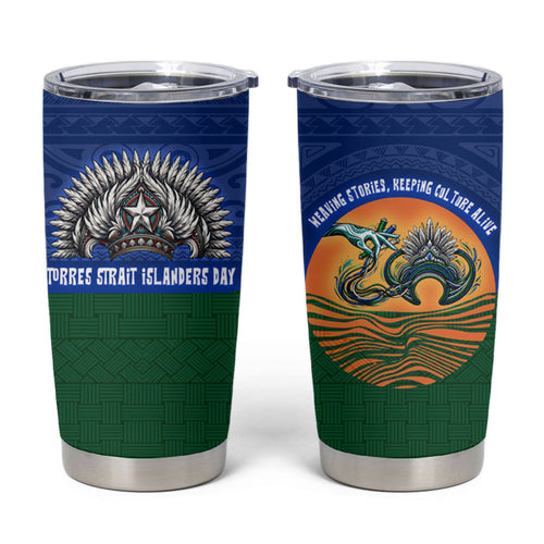 Torres Strait Islanders Day Traditional Dhari Headdress Tumbler Cup Indigenous Australian Tribal Weaving Pattern Culture