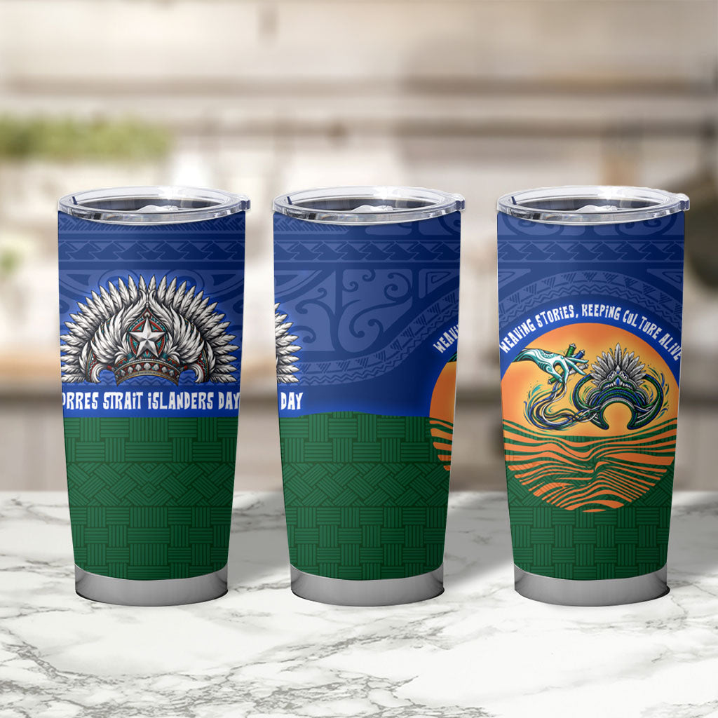 Torres Strait Islanders Day Traditional Dhari Headdress Tumbler Cup Indigenous Australian Tribal Weaving Pattern Culture