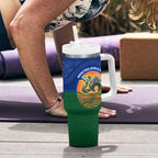 Torres Strait Islanders Day Traditional Dhari Headdress Tumbler With Handle Indigenous Australian Tribal Weaving Pattern Culture
